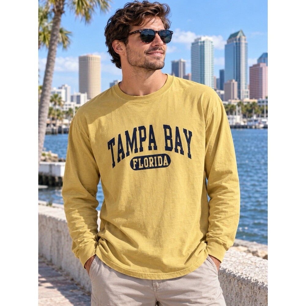 Cabela’s Tampa Bay Florida Tourist Souvenir Long Sleeve Shirt Mustard Gold XL